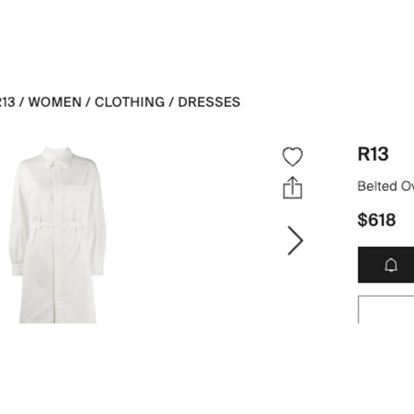 NWT R13 Oversized Oxford Button Up Belted Shirtdress White Size Medium - Picture 8 of 11